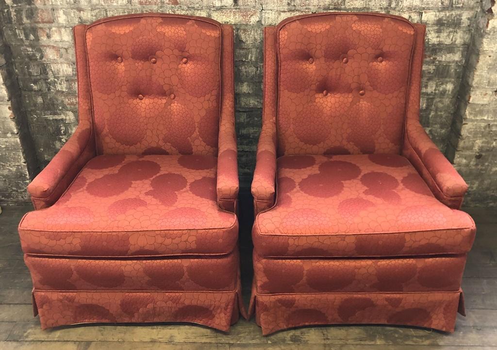 Pair Vintage Arm Chairs - Recently Recovered, 36" Tall - LOCAL PICKUP ONLY