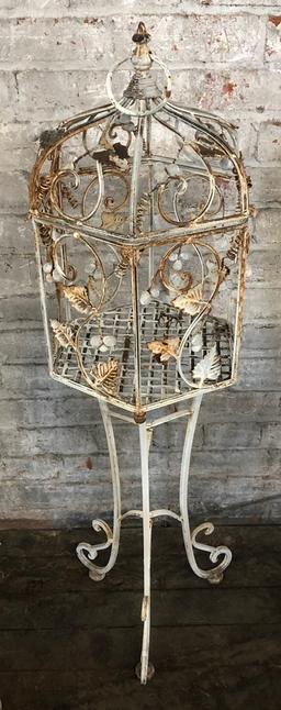 Iron Bird Cage & Stand - 41" - LOCAL PICKUP ONLY