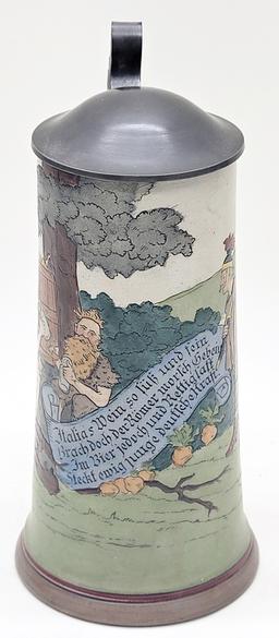 Vintage Germany Beer Stein - 8½", Gesetzl Geschützt