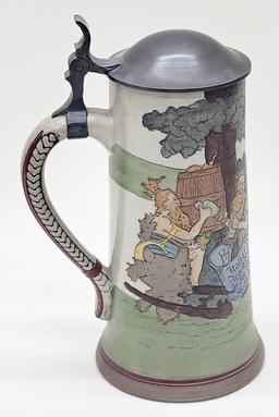 Vintage Germany Beer Stein - 8½", Gesetzl Geschützt