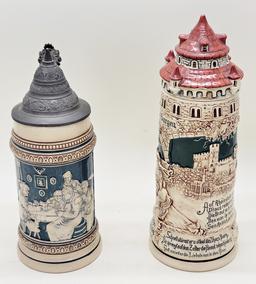 2 Germany Beer Steins - Tallest Is 18"