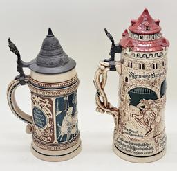 2 Germany Beer Steins - Tallest Is 18"