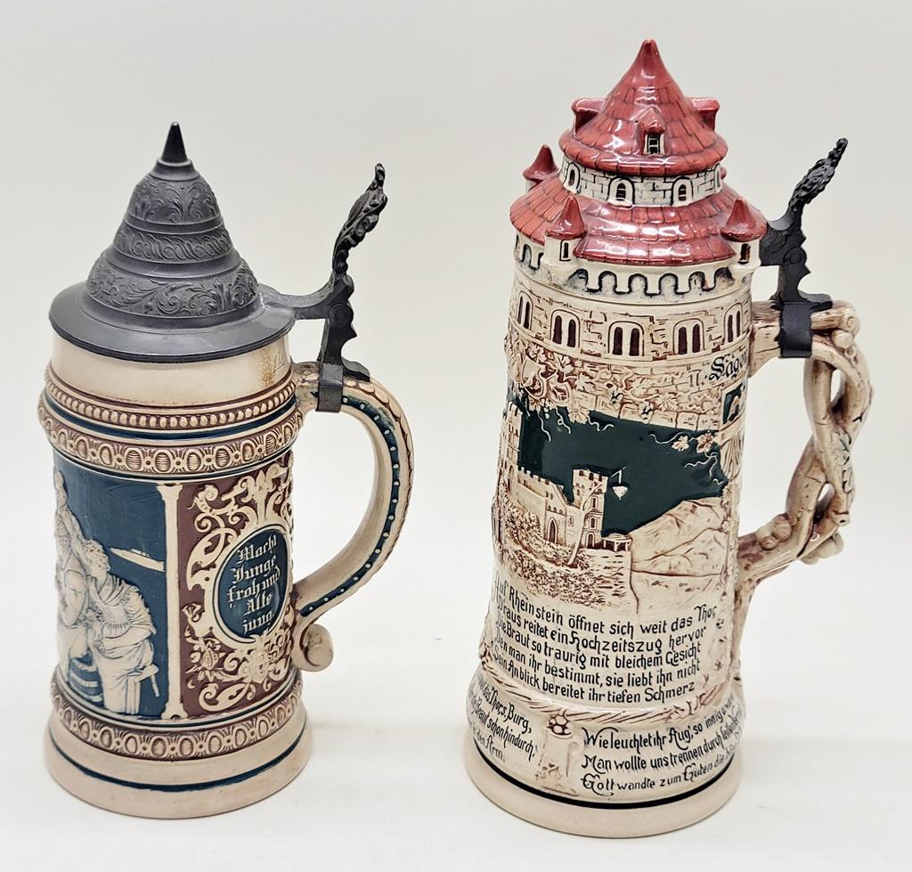 2 Germany Beer Steins - Tallest Is 18"