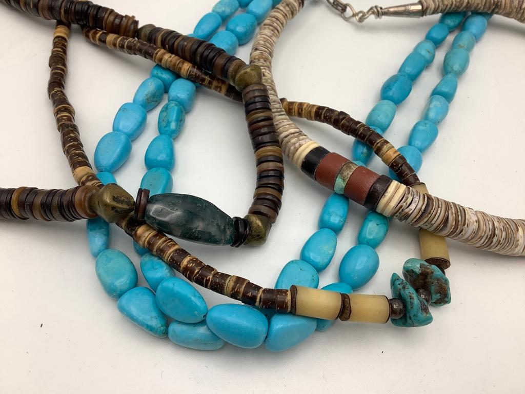 4 Southwest Style Necklaces - Longest 10½" Drop