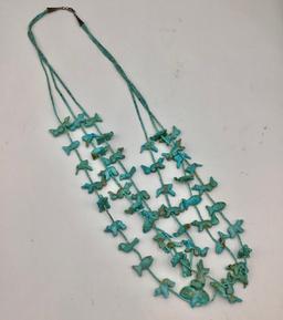 3 Strand Turquoise Fetish Necklace - 16" Drop