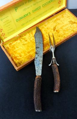 Stag-Handled Carving Set - In Box, A Premium Offered To Consumers Of Dunham