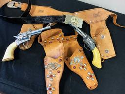 Estate Lot Leather & Metal Holsters & Toy Guns