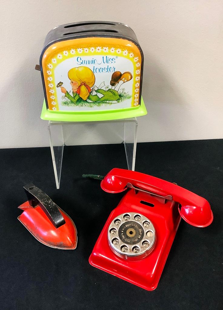 Children's Toy Tin Litho Phone;     Children's Toy Iron;     Children's Toy