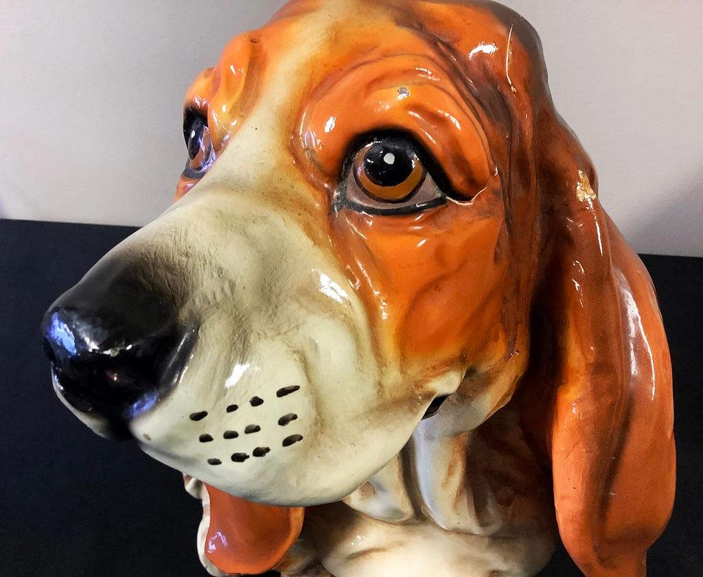 Large Vintage Cast Hand Painted Basset Hound Figure - 13"x11"x13", Minor Lo