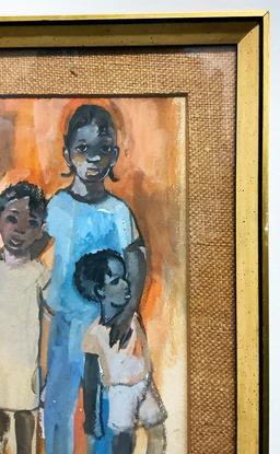 Helen Silver Painting - Portrait Of 3 Children, Signed Lower Left '65, Fram