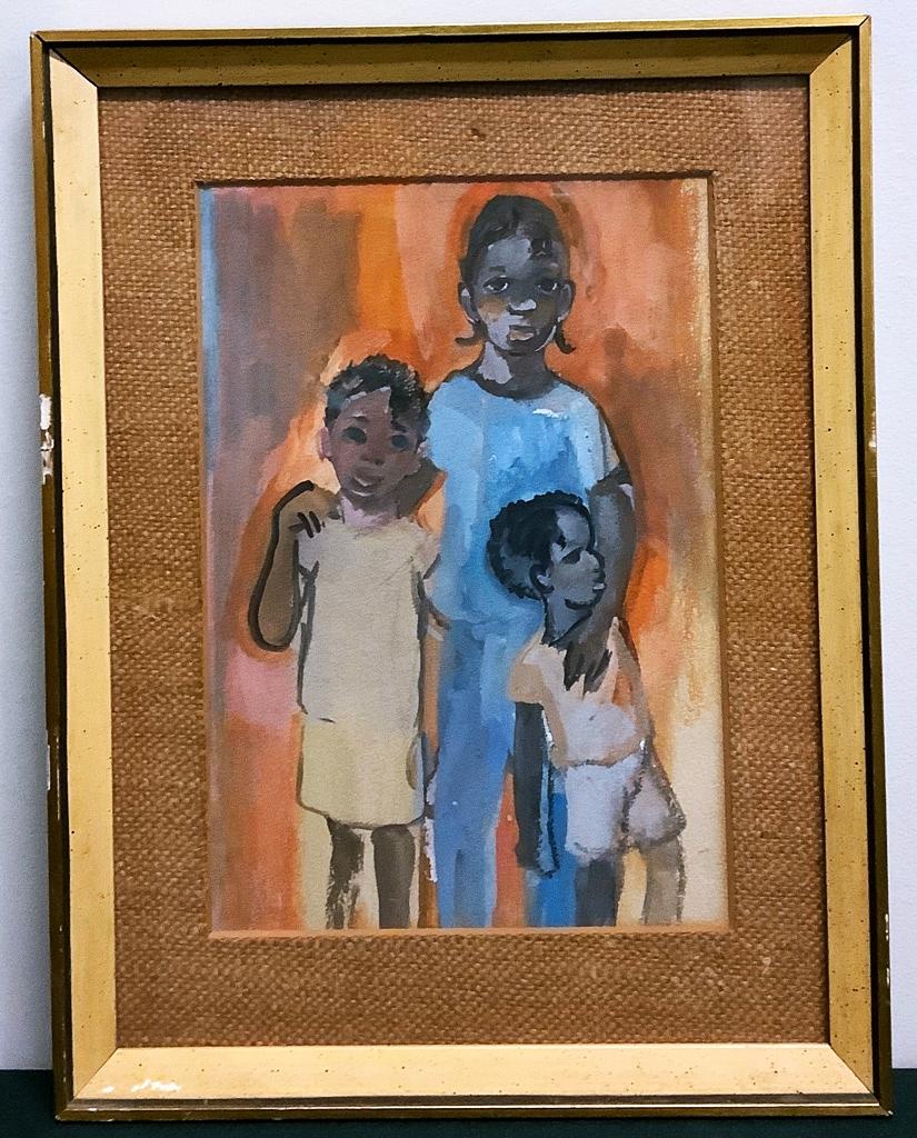 Helen Silver Painting - Portrait Of 3 Children, Signed Lower Left '65, Fram