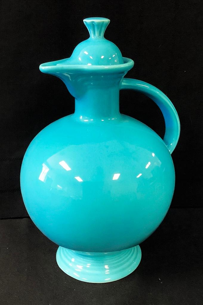 Vintage Fiestaware Blue Carafe W/ Lid -10"