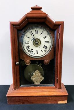 Antique Wooden Clock - 20"x5"x13", As Found