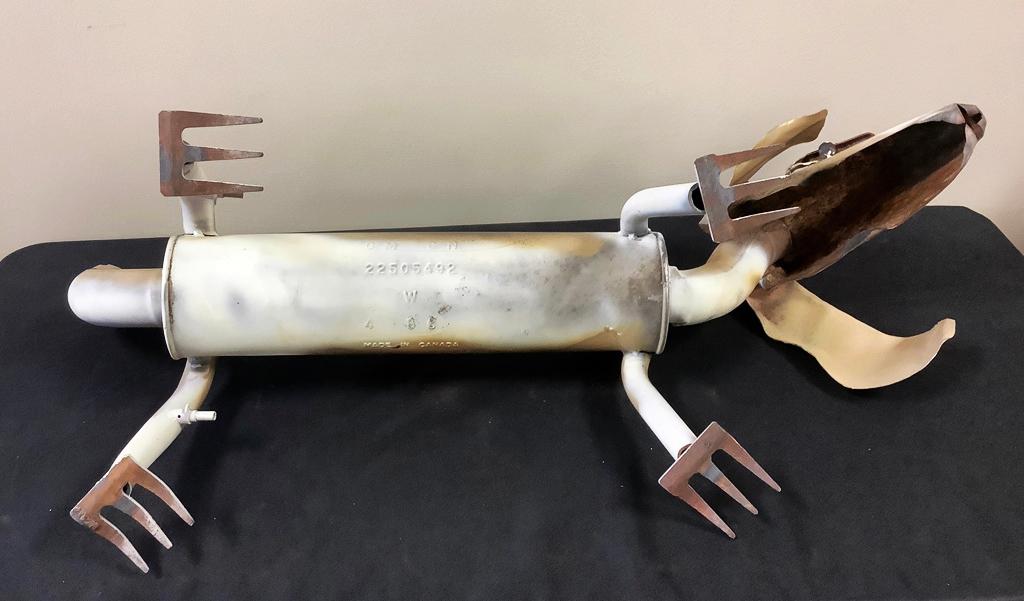 Metal Folk Art Dog - Made W/ Old Tools Etc. - 37"x14"