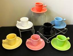 7 Vintage Fiestaware Demitasse Cup & Saucer Sets