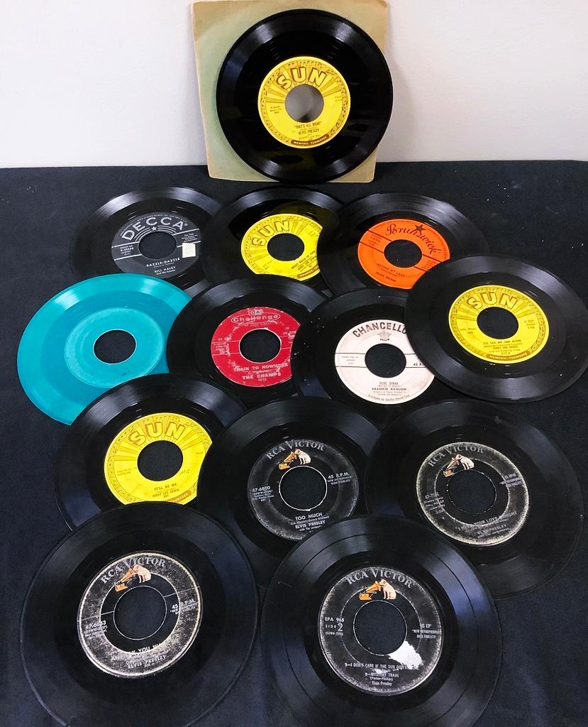 Original 45 Rpm Records - Sun Records Original Elvis, Jerry Lee Lewis Etc.