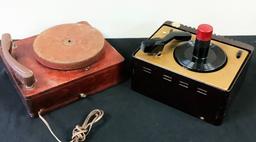 CBS Columbia 1954 Phonograph - Model 105R, 11½"x10"x5½";     RCA Victor Vic