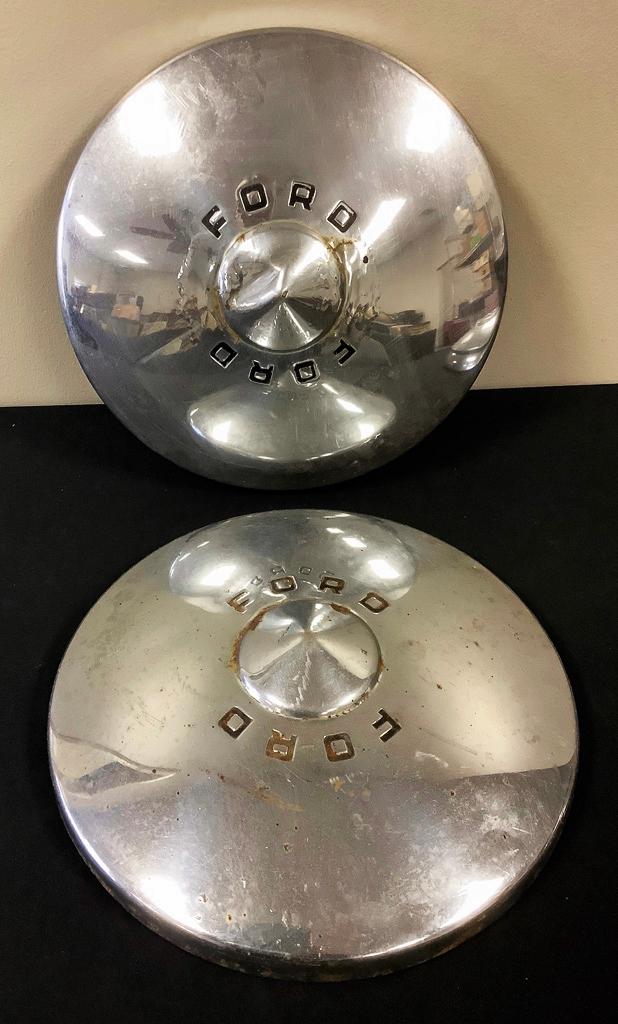 2 Vintage Ford Hubcaps - 10½"