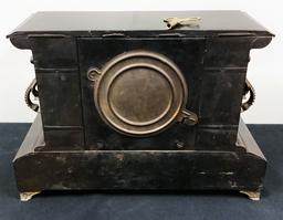 Heavy Slate Gilbert Mantle Clock - Complete, 15½"x6"x10"