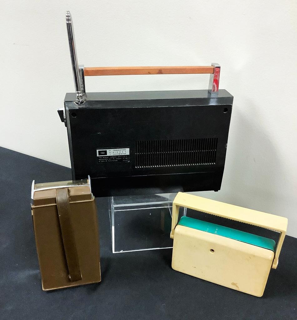 Sears Transistor Radio - 3½"x2"x7";     Motorola Transistor Radio - 6½"x2"x