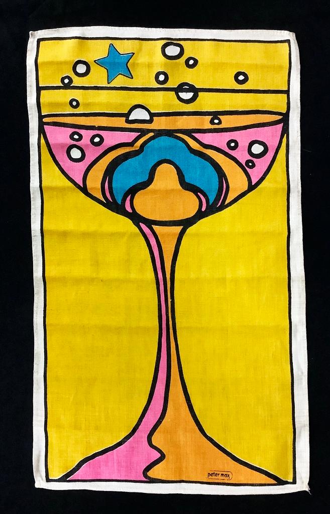 Peter Max Vintage Linen Print - Wine Glass, 15½"x26½"