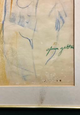 Nude Color Drawing - Signed Lower Right, Glenn Galton, Framed W/ Glass, 16¼