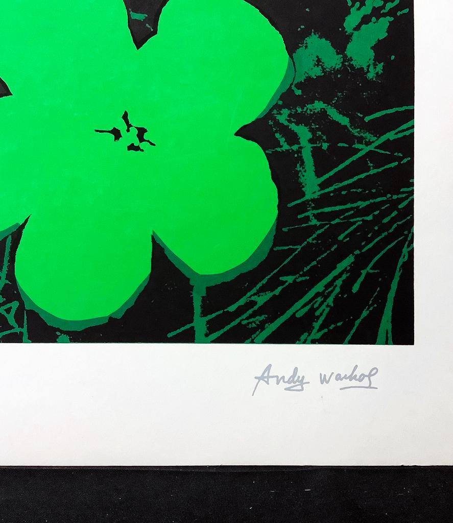 Andy Warhol Screen Print On Foam Board, Four Green Flowers, Signed Lower Ri