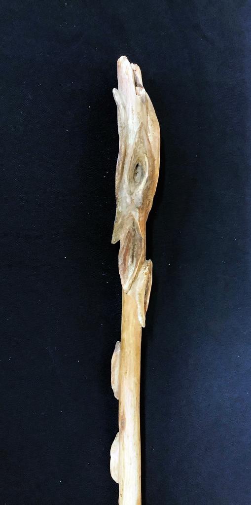 Diamond Willow Carved Folk Art Swagger Stick - 30"