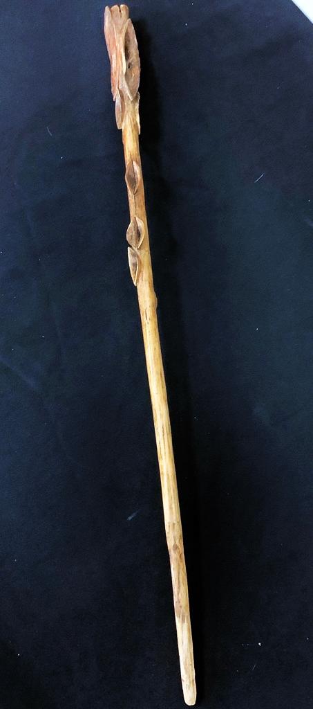 Diamond Willow Carved Folk Art Swagger Stick - 30"