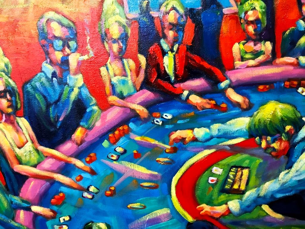 Shawn David Baker Oil On Canvas - Casino Scenic, Signed Lower Left, Framed,