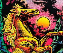 Vintage Western Graphics Corp. Velvet Black Light Poster - Stallion, Thumbt