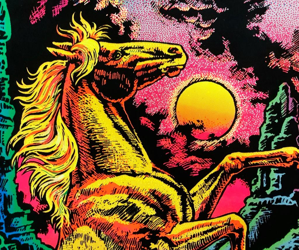 Vintage Western Graphics Corp. Velvet Black Light Poster - Stallion, Thumbt