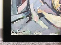 Ernest Chandonet Oil On Canvas - Abstract Expressionism W/ Skull, Signed Low