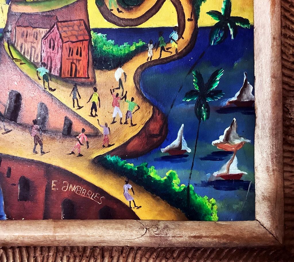 Haitian Painting On Panel - Signed Lower Middle 16¾"x20¾"