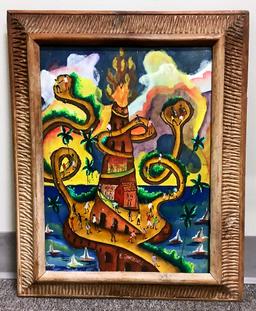 Haitian Painting On Panel - Signed Lower Middle 16¾"x20¾"