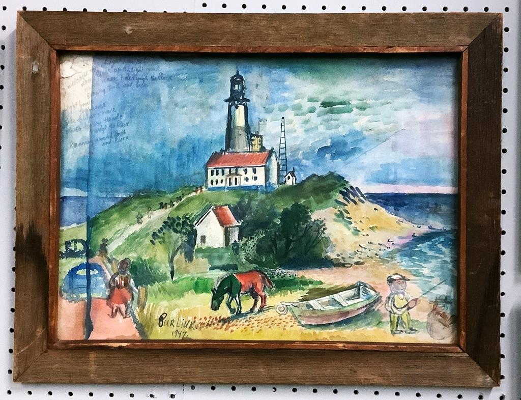 David Burliuk (1882-1957) Watercolor - Lighthouse, Signed Lower Left, 1947,