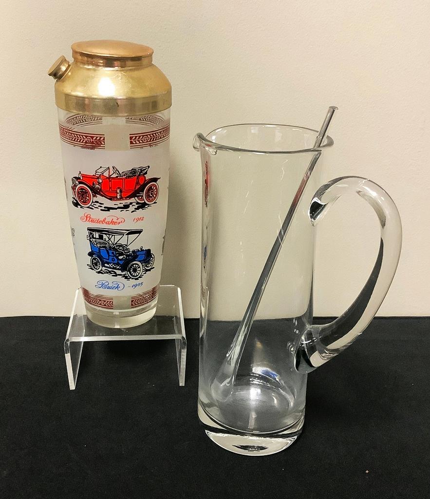 Vintage Martini Pitcher & Stir Stick - 9¾";      Vintage Cocktail Shaker -