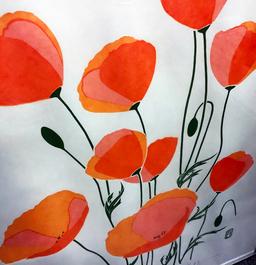 P. Chu Serigraph - Poppies, 375/500, Ed VI, Signed Lower Right, Framed W/ G