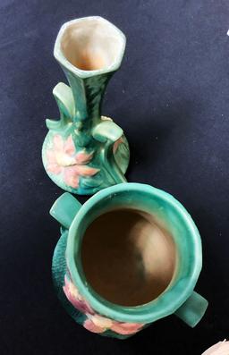 Roseville Pottery Clematis Vase - #103, 6", Very Tiny Chip;     Roseville P