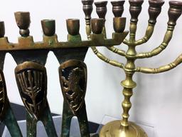 Vintage Brass Menorah - 9";     Vintage Brass Kinara