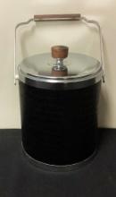 Kromex Vintage Leather-Wrapped Ice Bucket - 16", Post Mid-Century Modern
