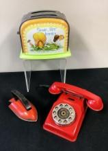 Children's Toy Tin Litho Phone;     Children's Toy Iron;     Children's Toy