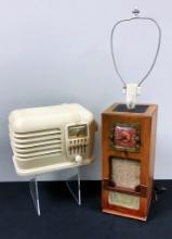 Philco Transitone Wood Radio Lamp - 6"x6"x26", Works;     Coronado 1940 Tub