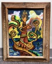 Haitian Painting On Panel - Signed Lower Middle 16¾"x20¾"
