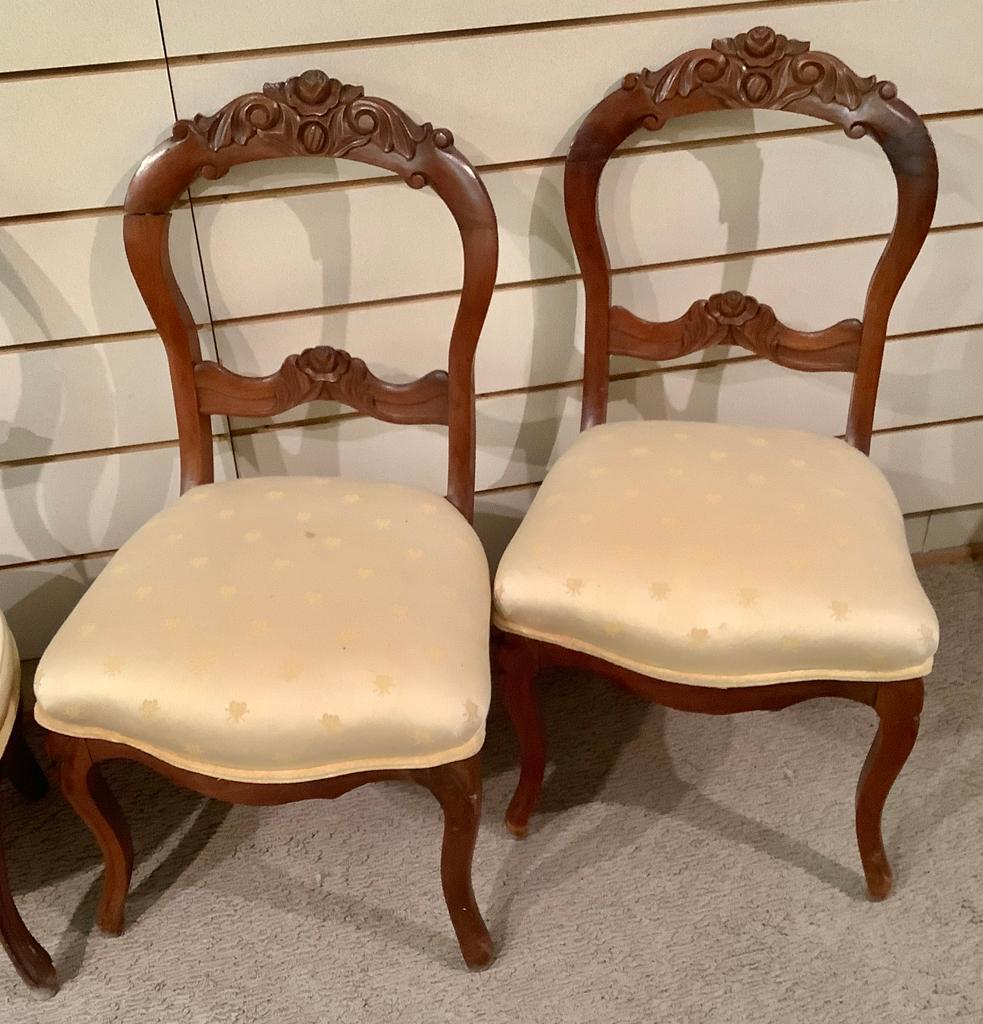 4 Victorian Walnut Side Chairs - Circa 1800s, 34"x18" - LOCAL PICKUP OR BUY