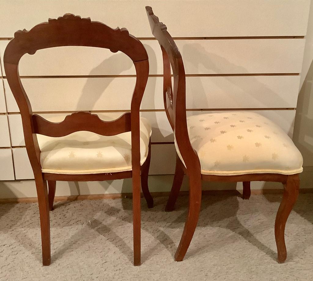 4 Victorian Walnut Side Chairs - Circa 1800s, 34"x18" - LOCAL PICKUP OR BUY