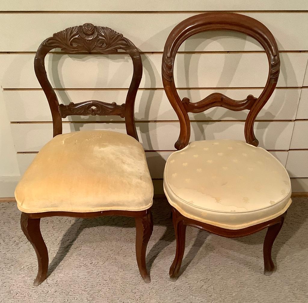 4 Victorian Walnut Side Chairs - Circa 1800s, 34"x18" - LOCAL PICKUP OR BUY