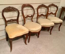 4 Victorian Walnut Side Chairs - Circa 1800s, 34"x18" - LOCAL PICKUP OR BUY
