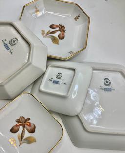 Royal Copenhagen - Brown Iris, Includes: (7 Small Dishes, Tall Compote - 8¼