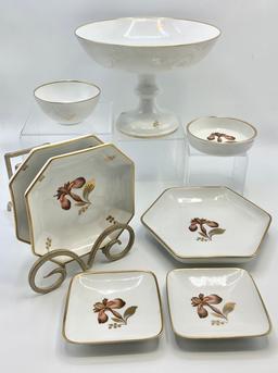 Royal Copenhagen - Brown Iris, Includes: (7 Small Dishes, Tall Compote - 8¼